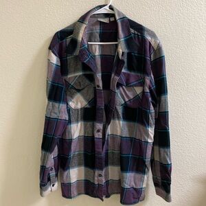 Vans Purple Plaid Flannel Cotton Button Down Shirt